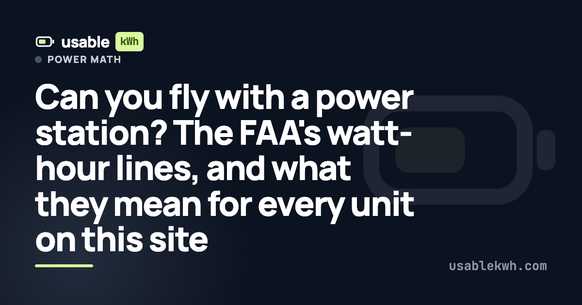 Can you fly with a power station? The FAA's watt-hour lines, and what they mean for every unit on this site