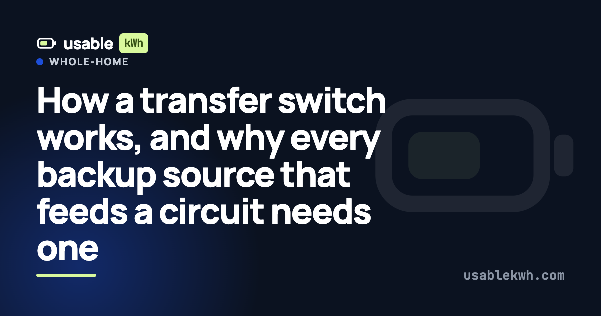 How a transfer switch works, and why every backup source that feeds a circuit needs one