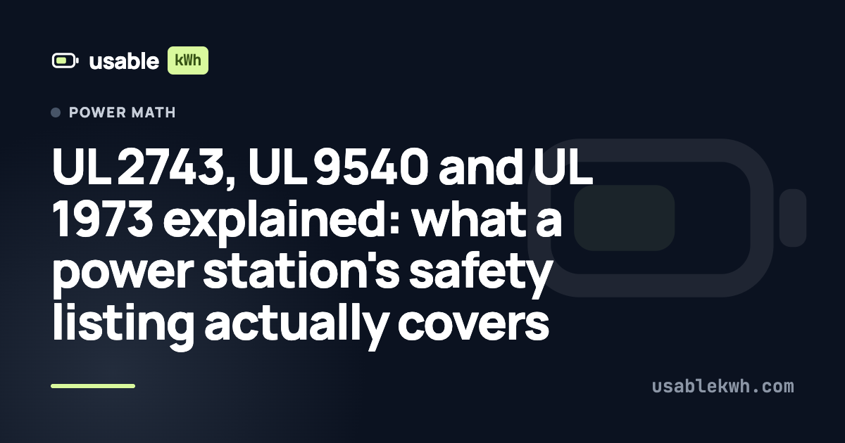 UL 2743, UL 9540 and UL 1973 explained: what a power station's safety listing actually covers